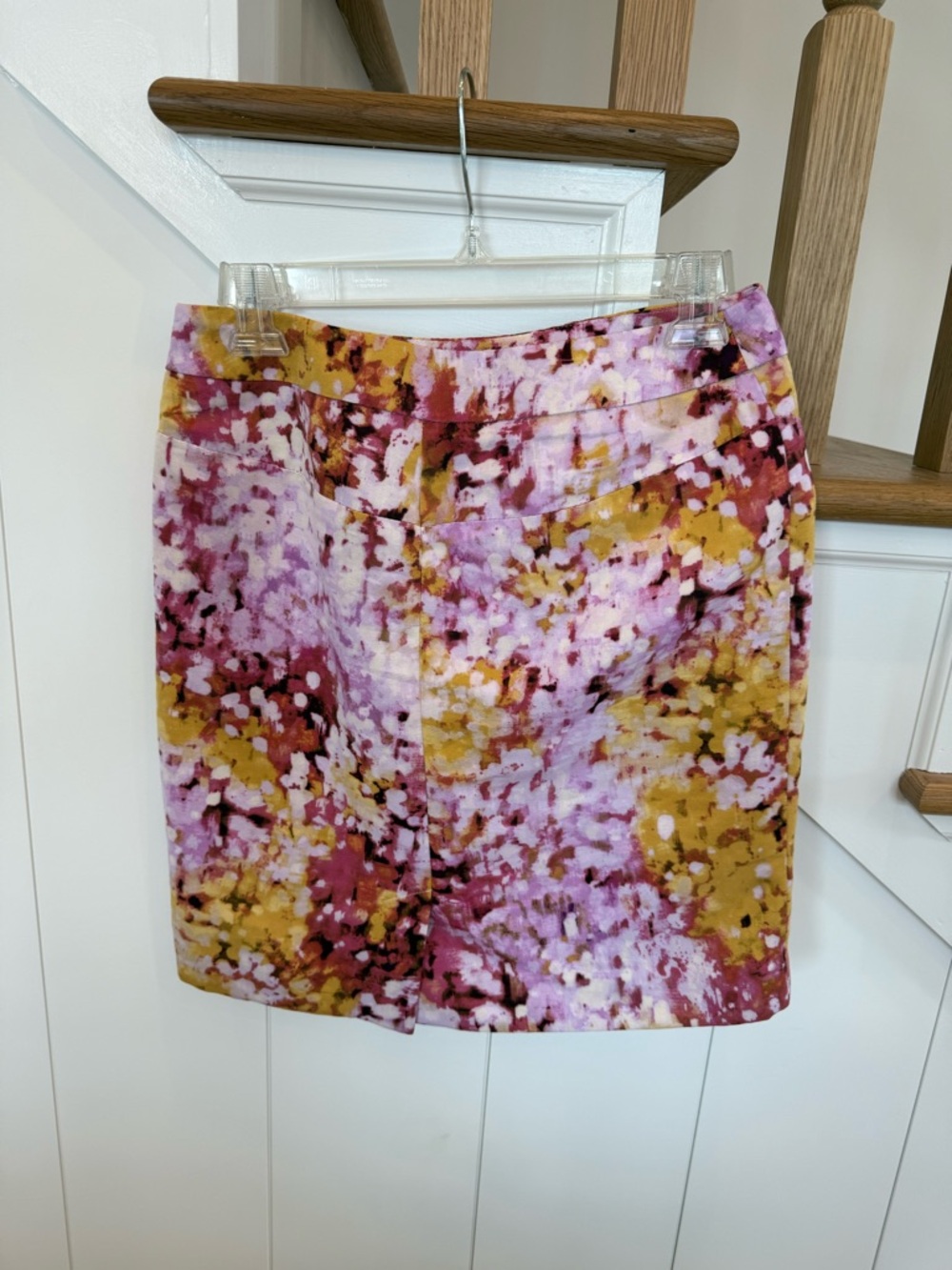 LOFT Abstract Watercolor Floral Pencil Skirt Pink/Yellow Size 2P